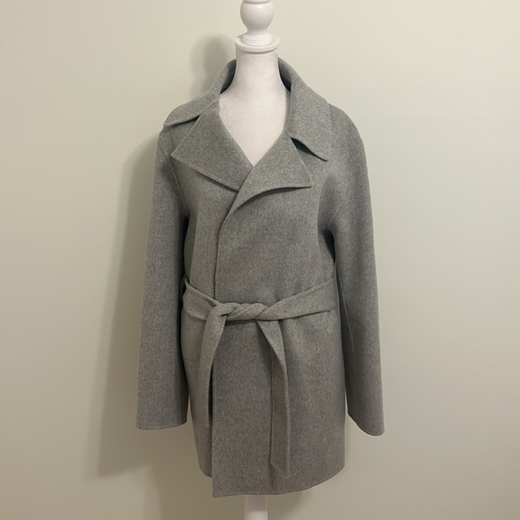 Theory Belt Overlay DF Cashmere Wool Blend Jacket In Melange Grey New Size Large - Picture 14 of 14